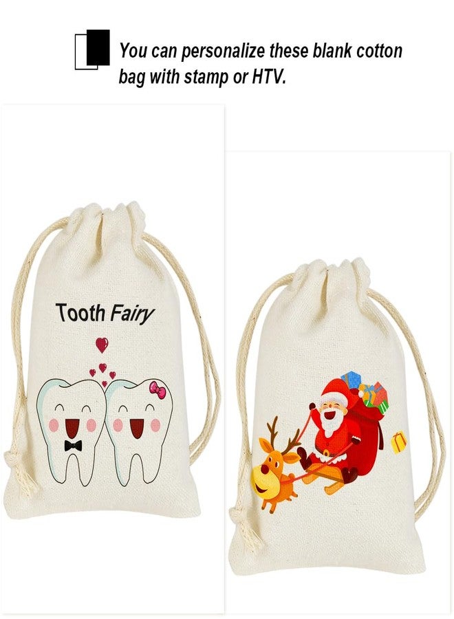 HRX Package 20pcs Little Muslin Bags 3x4 inches, Double Drawstring Cotton Jewelry Pouches Empty Sachet for Mini Gift Party Favors DIY - Image 5